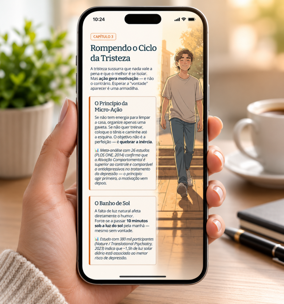 Guia Mente Calma aberto para leitura confortável no celular